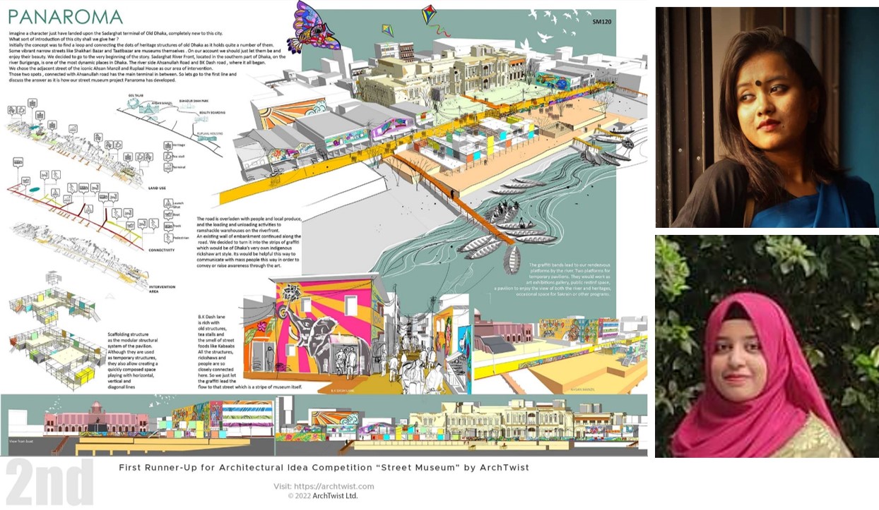 Ishrat Jahan Meghla (ARCH 01), Mashrufa Akter Risha (ARCH 04), student of Architecture Department, MIST , declared First Runner-Up at Architectural Idea Competition